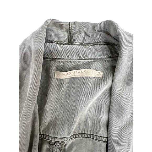 MAX Jeans Safari Utility Vest Womens Green Drawstring Sleeveless Size M - Picture 6 of 8